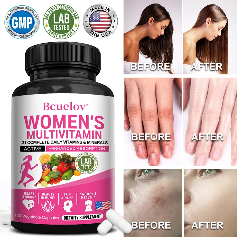 Women's Multivitamin Multimineral Supplement - Magnesium Biotin Calcium Zinc - Promotes Joint Bone Skin Hair Nail Health Support