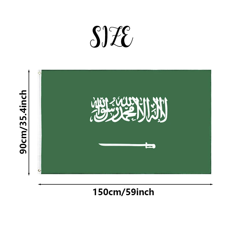 90x150cm Saudi Arabian Flag 3x5ft Polyester Material with 2 Copper Rings