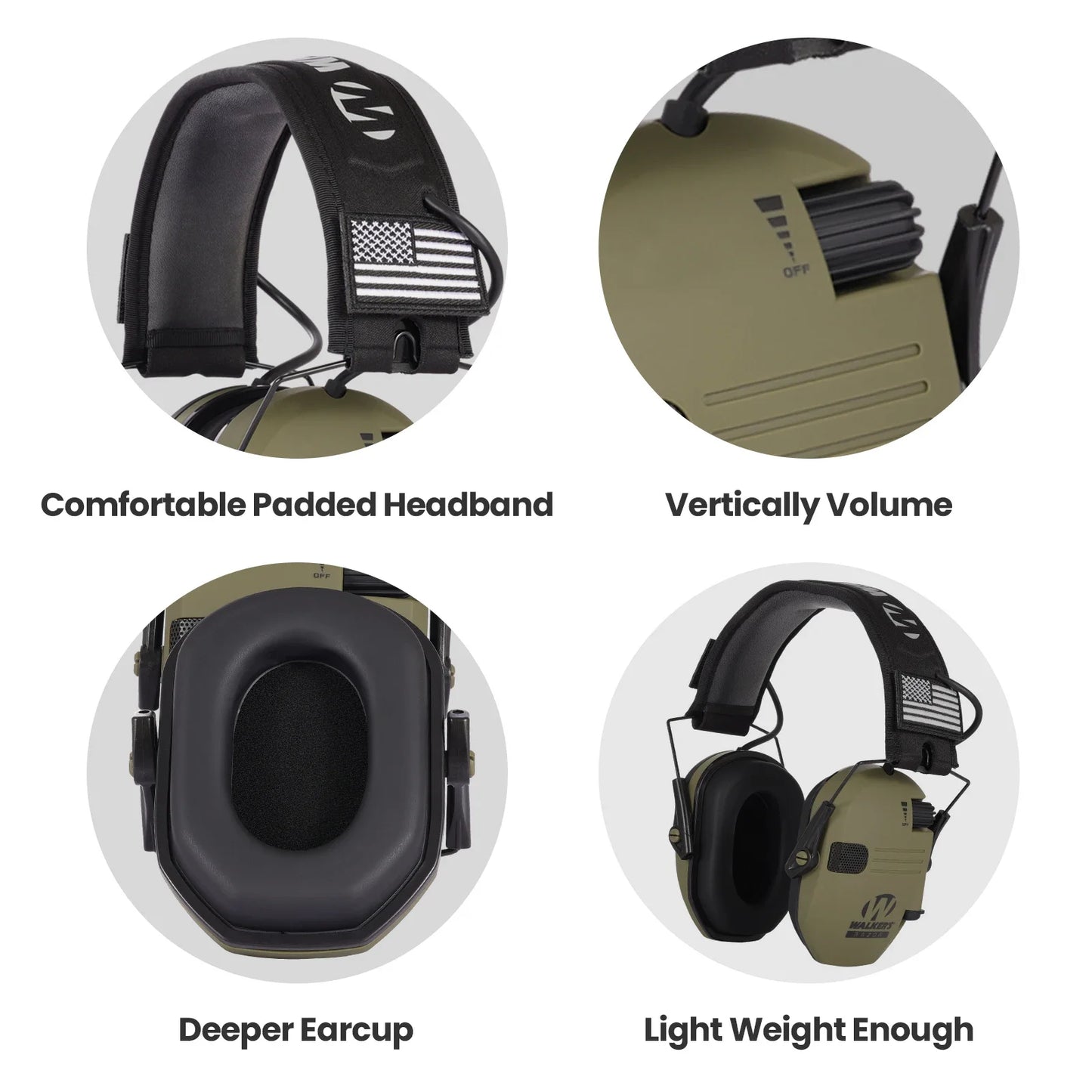 Electronic Headphones for Shooting Anti-noise Hearing Protection Protector Hunting Noise Reduction Earmuffs NRR23db