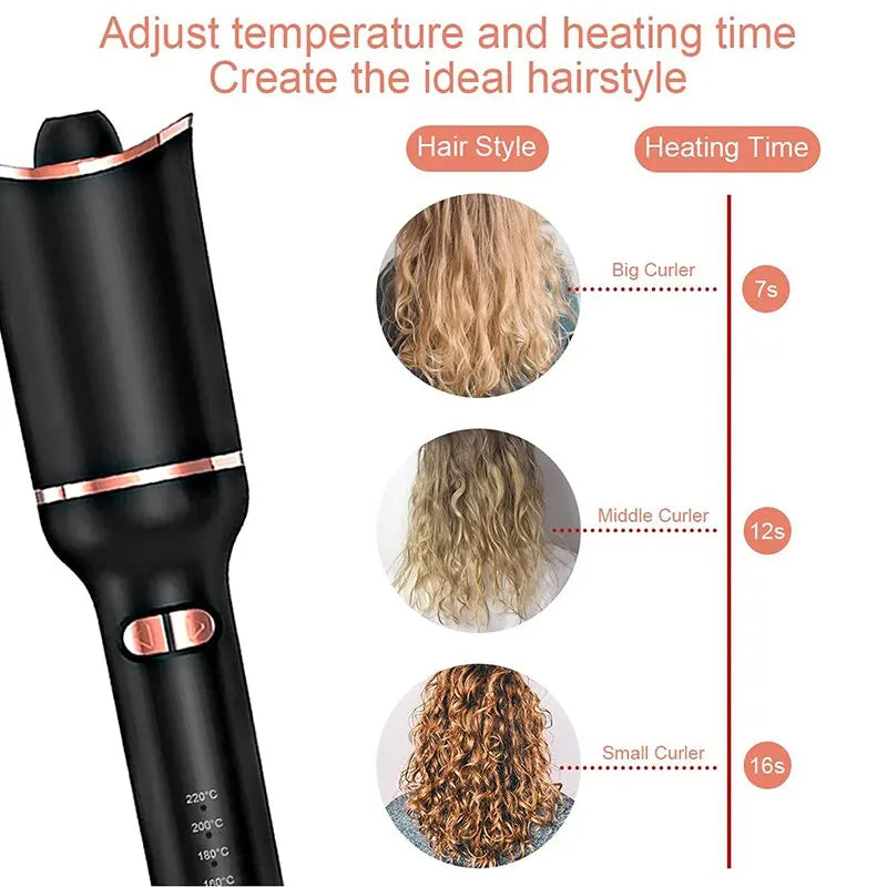 Auto Electric Rotating Curling Hair Iron, with 1" Curling Iron Large Slot & Adjustable 4 Temperature, Shut-Off for Hair Styling