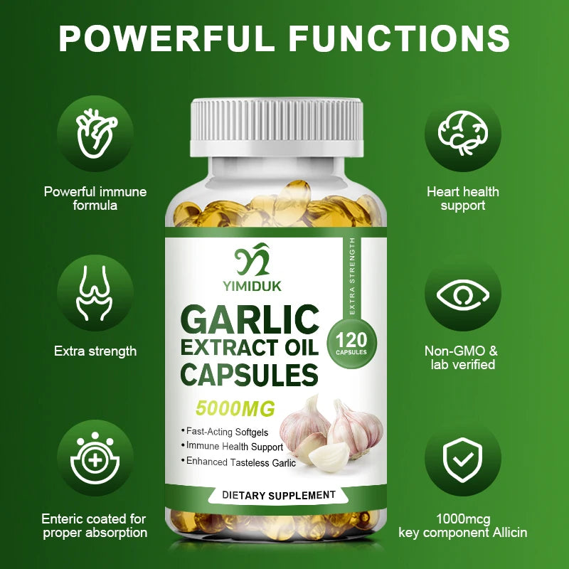 Garlic Oil Extract Capsule Immune and Cardiovascular Support Increase Glutathione Level Cellular Detox