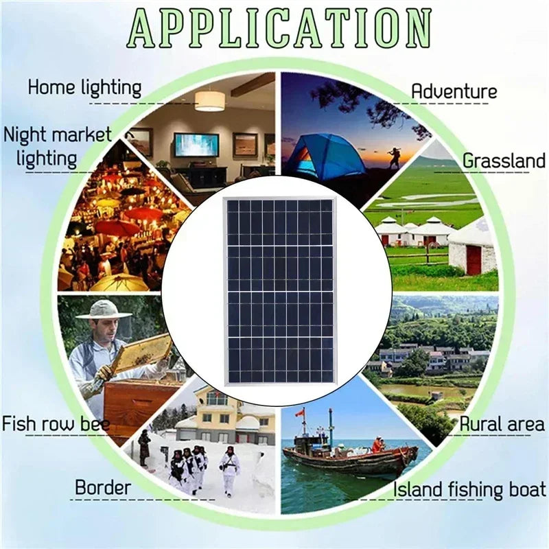 600W Solar Panel Kit Complete 12V Polycrystalline USB Power Portable Outdoor Rechargeable Solar Cell Solar Generator for Home