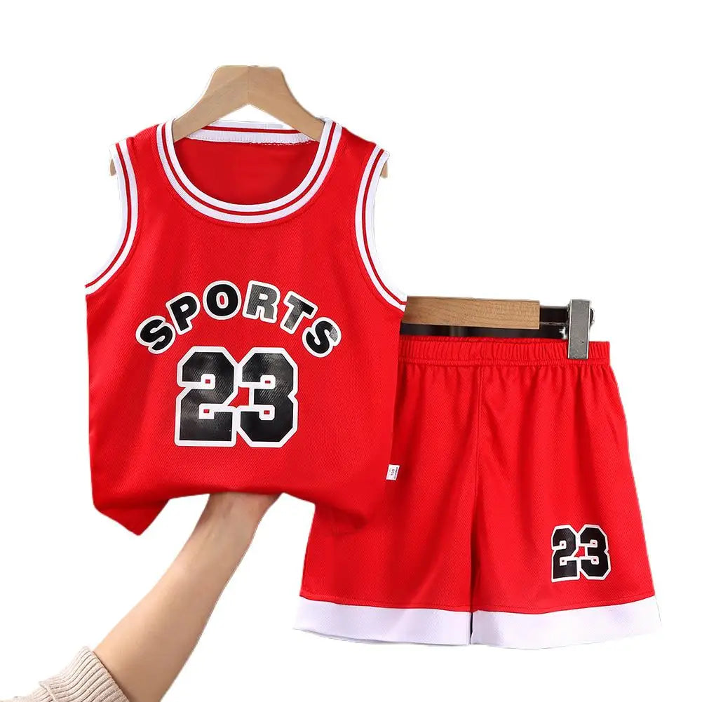 Kids Child Sports Basketball Maillot Clothes Suit Children's Sleeveless Vest Baby Girl Jerseys + Fashion T-shirt Boy B4p1