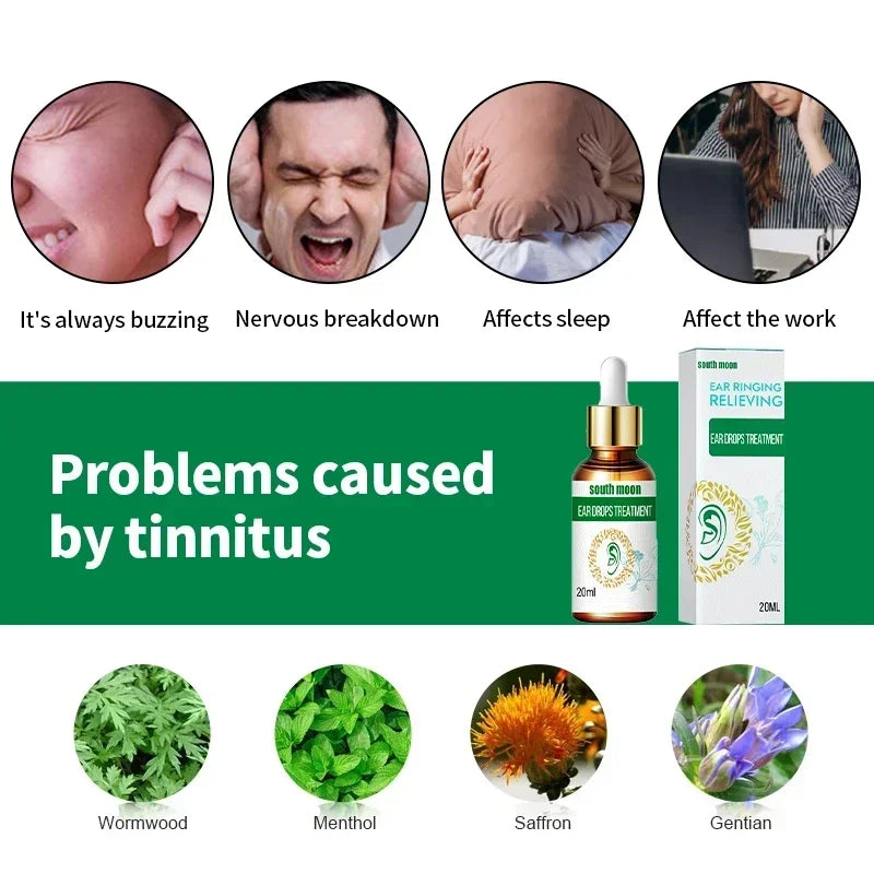 Tinnitus Relief Ear Drops Hearing Loss Improvement Liquid Deafness Earache Itchy Pain Ear Ringing Treatment Medical Medicine