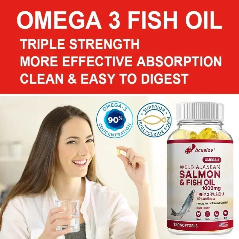 Fish Oil Omega-3 EPA and DHA 1000 Mg, Contains Natural Vitamin E, Supports Overall Health, Non-GMO, Gluten-free