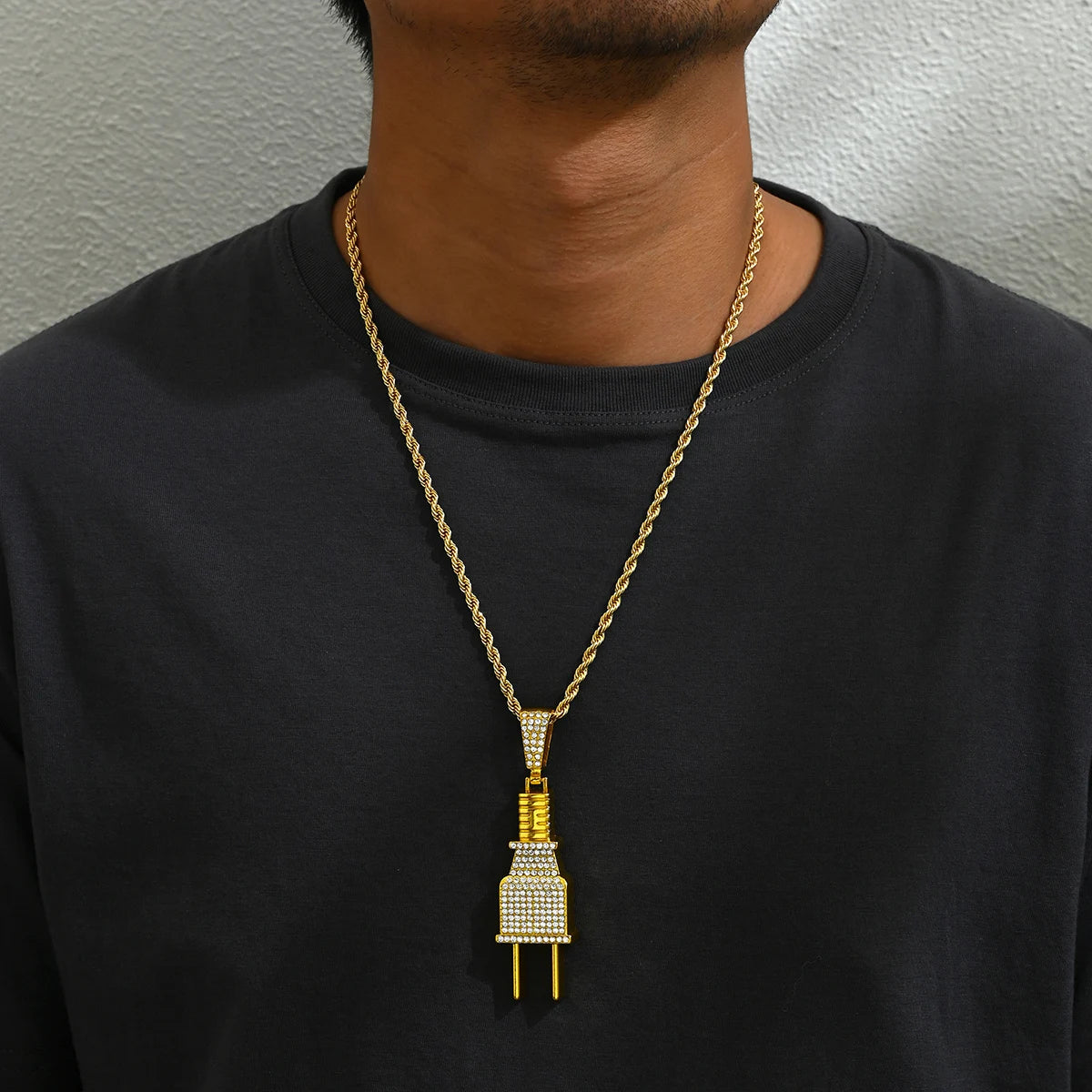 Trendy Electrical Plug Africa Map Pendant Necklace For Men Fashion Gold Silver Color Snake Necklace Statement Jewelry