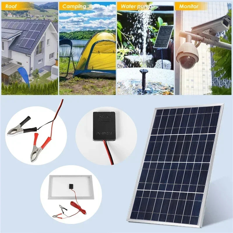 600W Solar Panel Kit Complete 12V Polycrystalline USB Power Portable Outdoor Rechargeable Solar Cell Solar Generator for Home