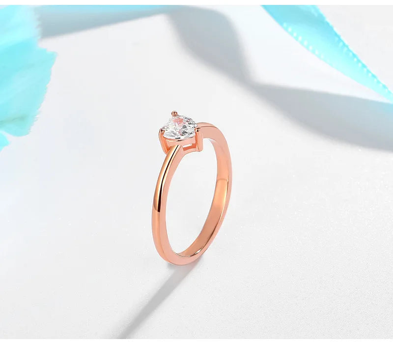 HOT SALE Tibetan Silver Heart Clear CZ White Gold/Gold/Rose Gold Color Rings for Women Engagement Wedding Jewelry JZ222