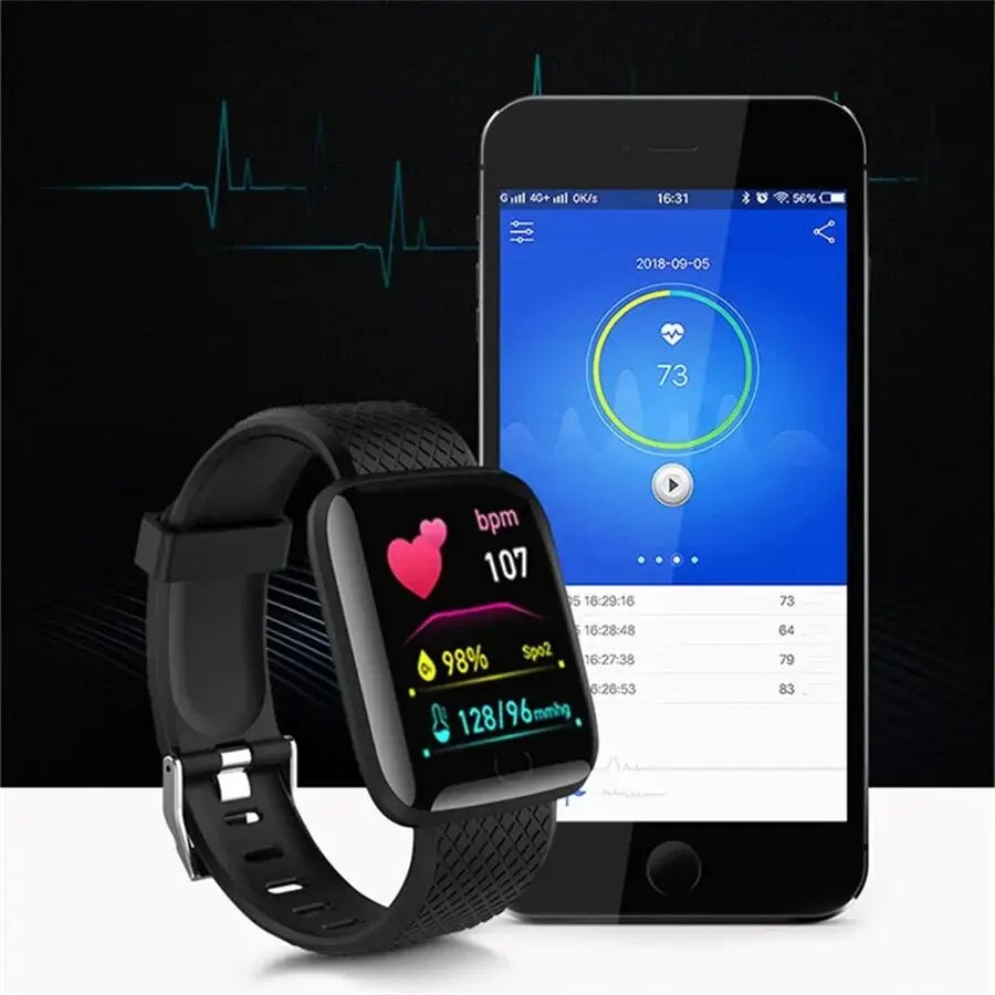 2024 116plus Men Blood Pressure Waterproof Smartwatch Women Heart Rate Monitor Fitness Tracke Sport Watch