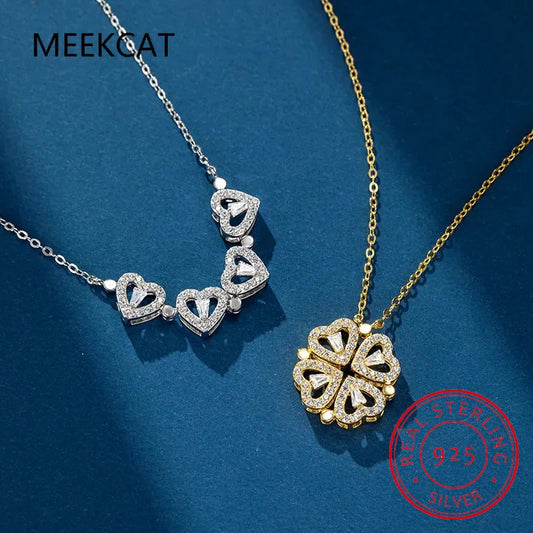 925 Sterling Silver Clover Necklace Four Leaf Heart Shape Pendant Necklace For Women Luxury Jewelry Choker Hot Sale Dropshipping