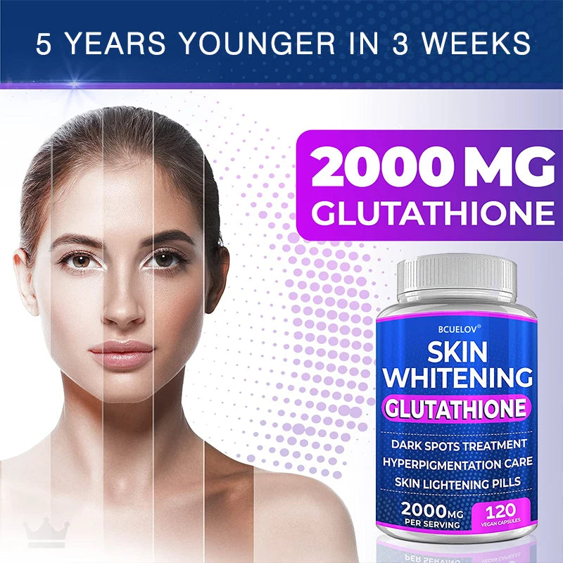 Turmeric Bearberry Vitamin Glutathione Skin Whitening Pills - 2000 mg - Offsets free radicals and reduces oxidative stress