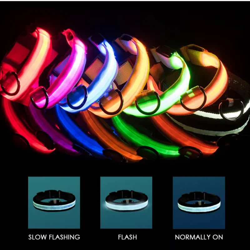 USB Charging LED Dog Collar Dog Safety Night Light Flashing Necklace Fluorescent Collars Pet Supplies