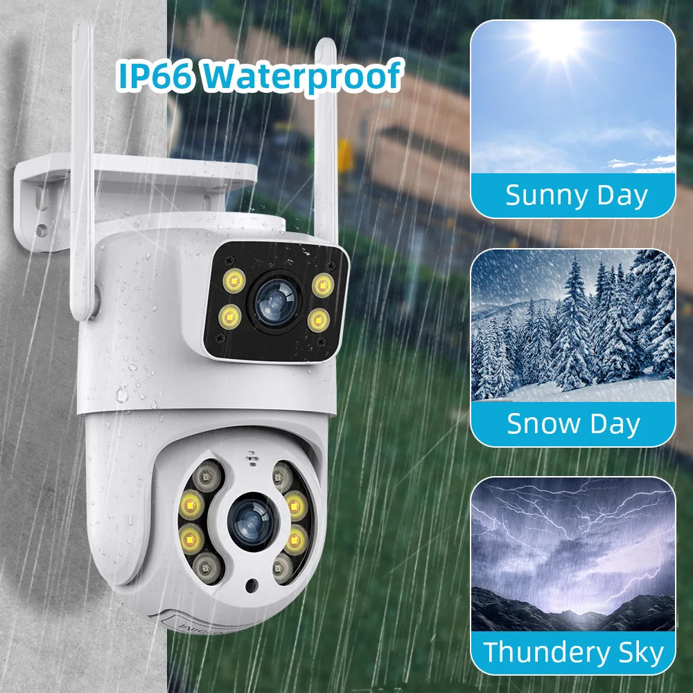 8MP 4K PTZ WiFi Camera Dual Lens 5X Zoom Night Vision Auto Tracking Wifi Surveillance Camera CCTV IP Camera Security Protection