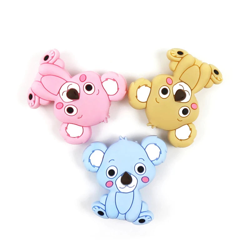 Koala Silicone Teether Baby Teething Toy BPA FREE Soft Chewable Animal Teether Making Necklace Pacifier Clip Chain