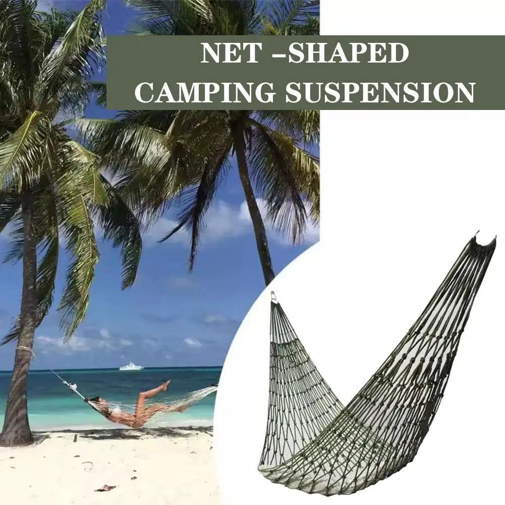 Portable Outdoor Sport Hammock, Outdoor Camping Hammock Mesh Net for Garden Beach Yard Travel Garden Swing Hanging Bed