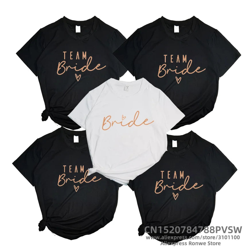 Women Team BrideT shirt Girl Bride To Be Squad Evjf Bachelorette Hen Party Bridesmaid Wedding Tops Tee