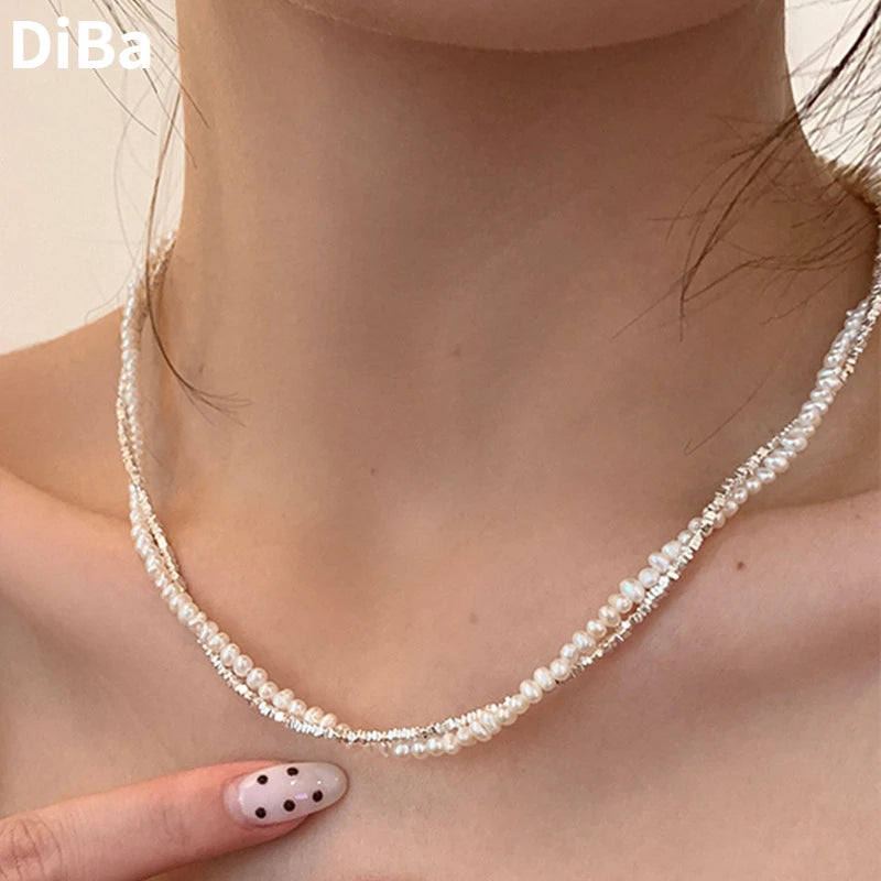 Modern Jewelry Two Layer Small Beads Simulated Pearl Necklace For Women Girl Party Wedding Gift Accessories Hot Sale