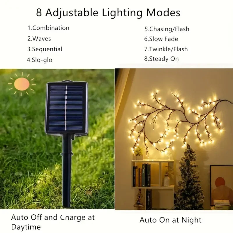 Rattan Branch Lights String Solar Willow Vine Light For Home Decor Willow Vine 72LEDs Lights For Wedding Living Decor Lamp