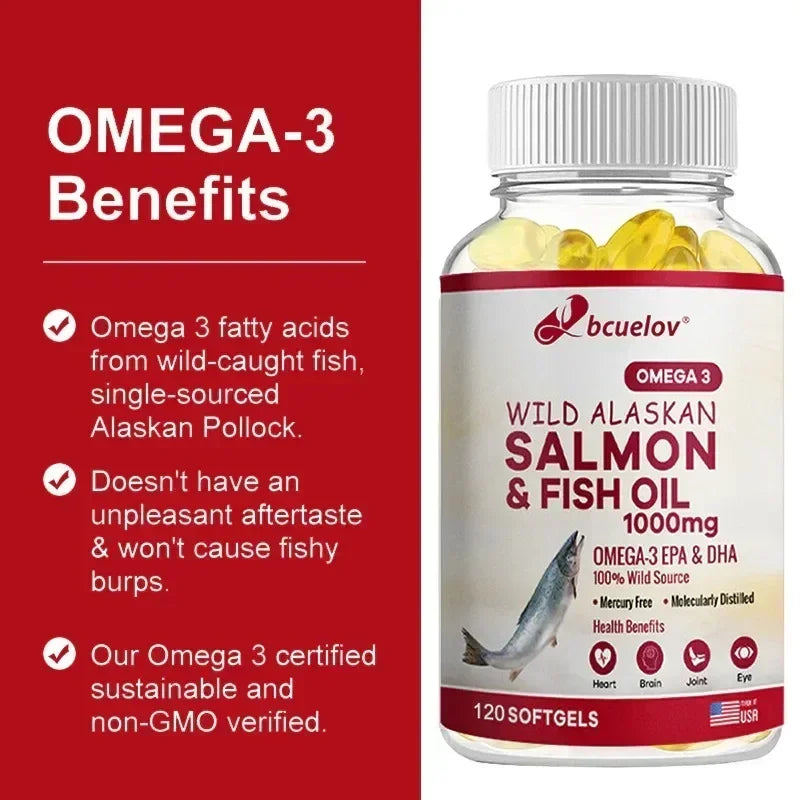 Fish Oil Omega-3 EPA and DHA 1000 Mg, Contains Natural Vitamin E, Supports Overall Health, Non-GMO, Gluten-free