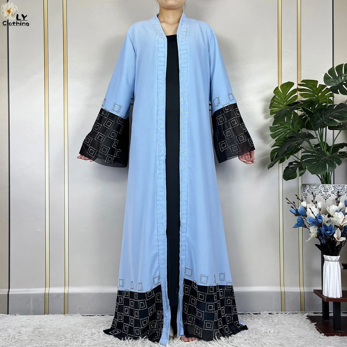 2024 For Women Elegant Dresses Dubai Party Outfits Long Sleeved Chiffon Dashiki Muslim Women Robe Open African Abaya Clothing