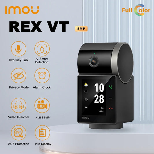 IMOU PT Camera Rex VT 5MP 3K Two-way Video Talks 2.4inch WIFI Security Screen Video Human Pet detection Indoor 360° Camera