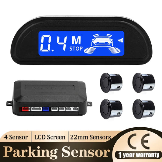 Hippcron Car Parking Sensor Kit With Auto Parktronic Reverse LED Monitor 22mm 4 Sensors Radar Detector System Backlight Display