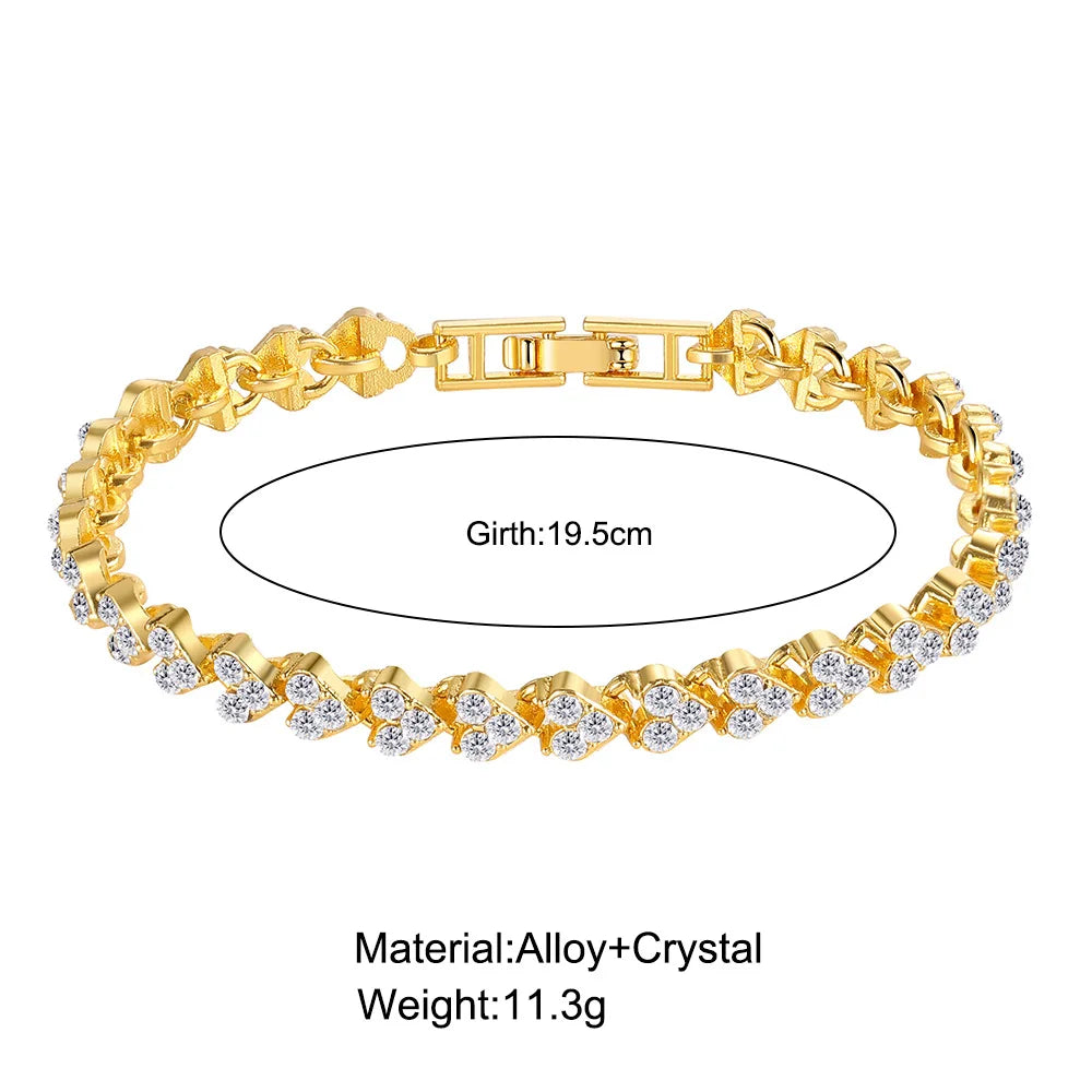 New Luxury Cubic Zirconia Tennis Bracelet Bangle Crystal Chain Bracelets For Women Men Gold Silver Color Chain Wholesale Jewelry