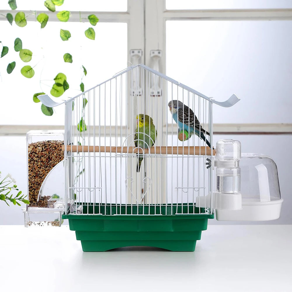 No Mess Bird Feeders Automatic Parrot Feeder Drinker Bird Pigeons Cage Feeder Parrot Pet Aviary Hanging Stand Food Container