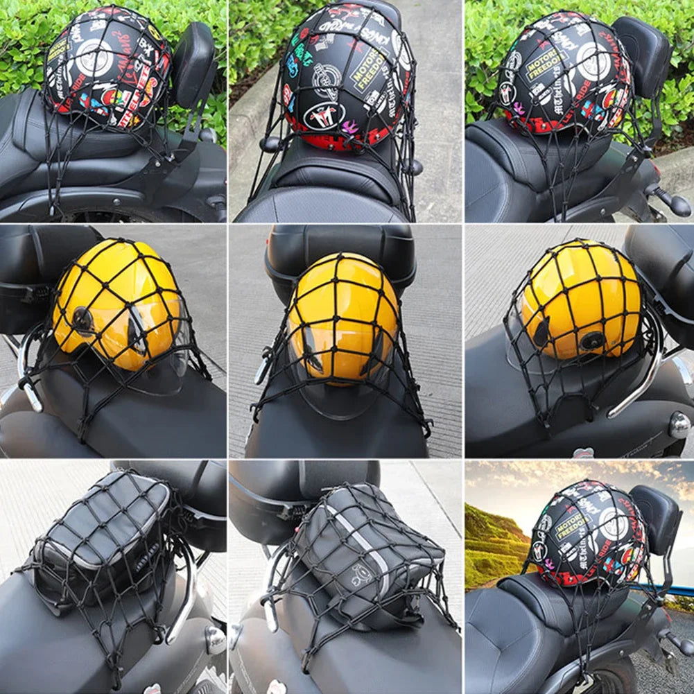 Motorcycle Luggage Net Bike 6 Hooks Hold down Fuel Tank Luggage Mesh Web Bungee Black Motorcycle Bike 6 Hooks Tank Car styling