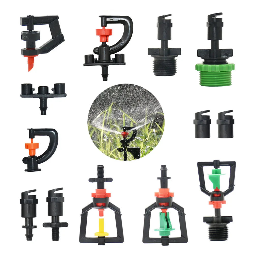 Greenhouse Watering Sprinkler Drip Irrigation Garden Adjustable Micro Spray Rotating Refraction Mist Nozzle 1/4" Barb Thread