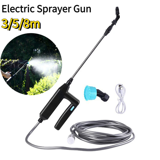 Garden Sprayer USB Rechargeable Plant Sprayer with 3/5/8M Hose Portable Lawn Watering Tools with Handle Automobile Sprayer
