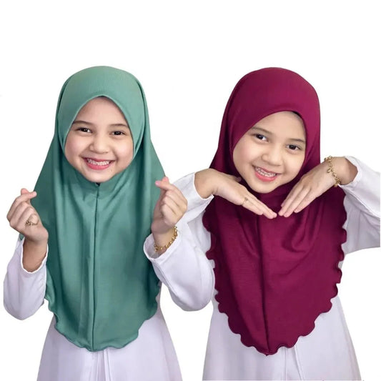 Muslim Hijabs for Kids Girl 7 to 12 years old Islamic Scarf Shawls Soft Stretch Material Malaysia Girl Children Hijabs Wholesale