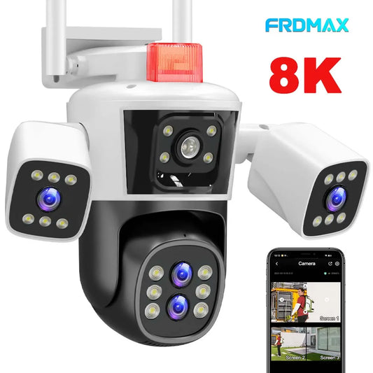 8K 16MP WiFi Camera 10X Zoom Four Lens Outdoor Security Protection PTZ IP Camera Auto Tracking CCTV Surveillance Cam Waterproof