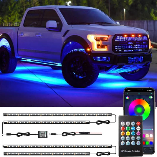 RGB Multicolor Flexible Flowing Car LED Light Underglow Underbody Waterproof Automobile Chassis Neon Atmosphere Light