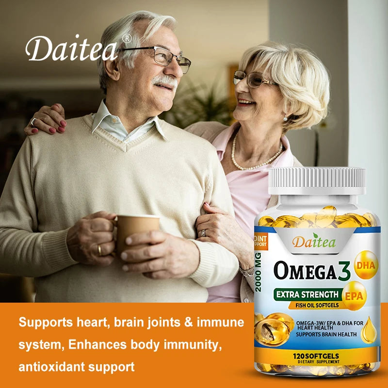 Omega 3 Fish Oil Supplement - 2000 Mg, Pure EPA DHA Omega 3 Supplements Nerves and Joints, for Women and Men 120 Capsules