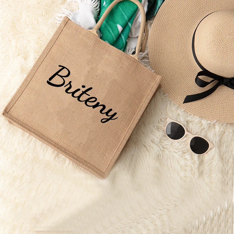 Personalized Bridesmaid Beach Bag,Tote Gift Bags,Beach Bags,Bridesmaid Beach Bag,Beach Tote Bag with Name,Custom jute bag