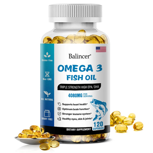 Balincer Omega 3 Fish Oil Capsules Rich in  DHA EPA Fishing Memory Heart Brain Bone Eyes Health Nutrition Free Shipping