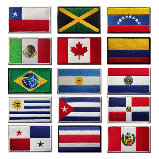 North and South America Countries Country Flags Patch Chile Cuba Brazil Argentina Tactical Uniform Badge National Flag Applique