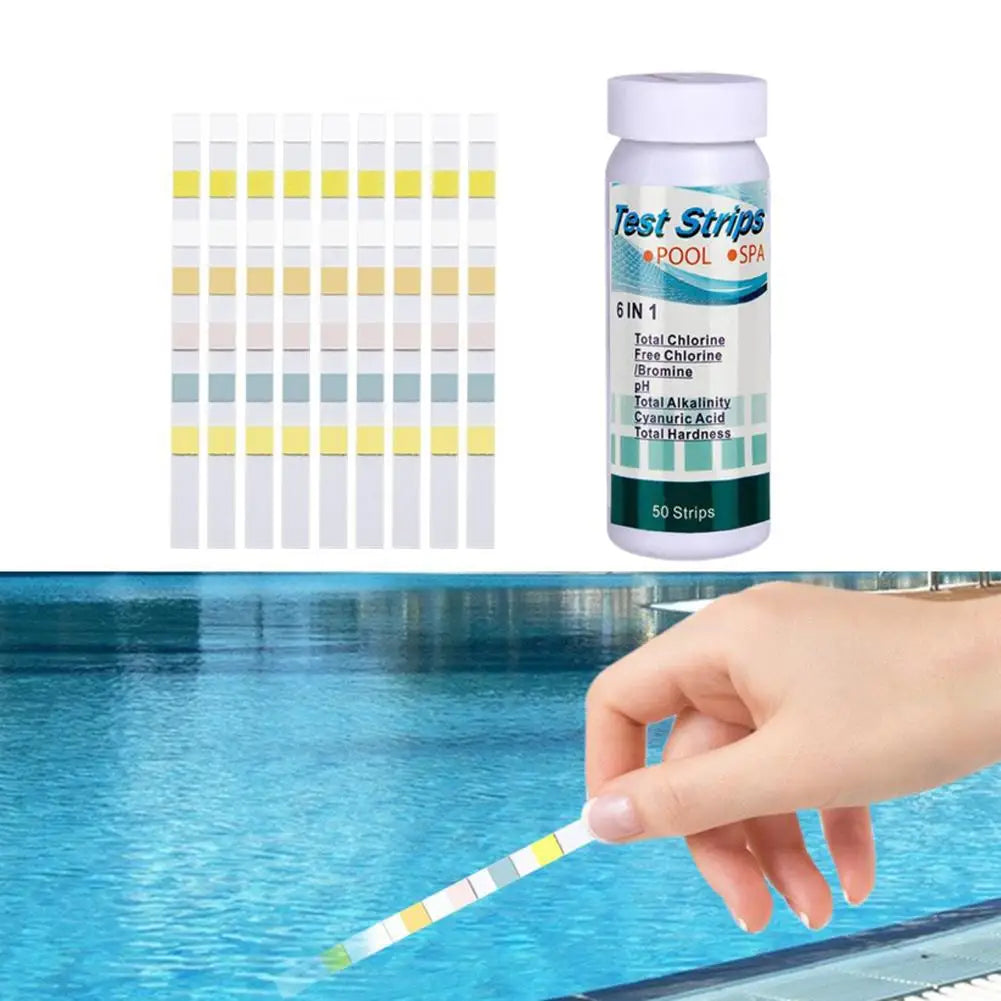 6 In 1 Swimming Pool Ph Test Paper Chlorine Ph Value Hardness Cleaner Pool Alkalinity 1 box 50 of Test pieces Strip Ph Test J1S1