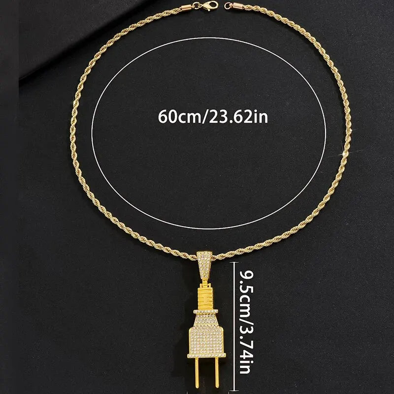 Trendy Electrical Plug Africa Map Pendant Necklace For Men Fashion Gold Silver Color Snake Necklace Statement Jewelry