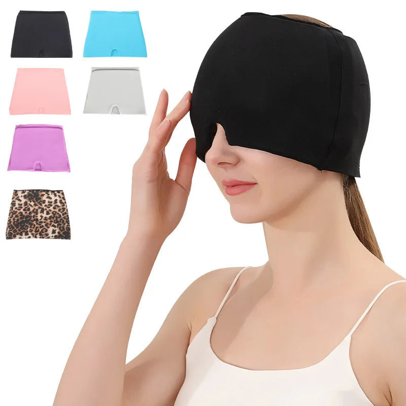 Men Women Head Massager Cap Gel Hot Cold Therapy Headache Migraine Relief Cap Stress Pressure Pain Relief Massage Hat