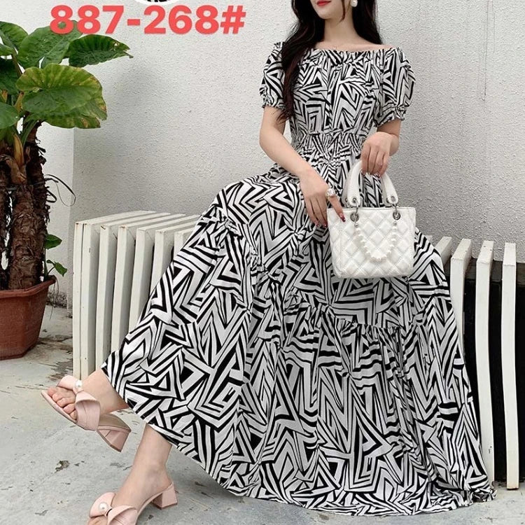 THHONE Vestidos Robe Maxi Long Dress Women Summer Indian Clothes Bohemian Cotton Linen Floral Short Sleeve Korean Style Casual