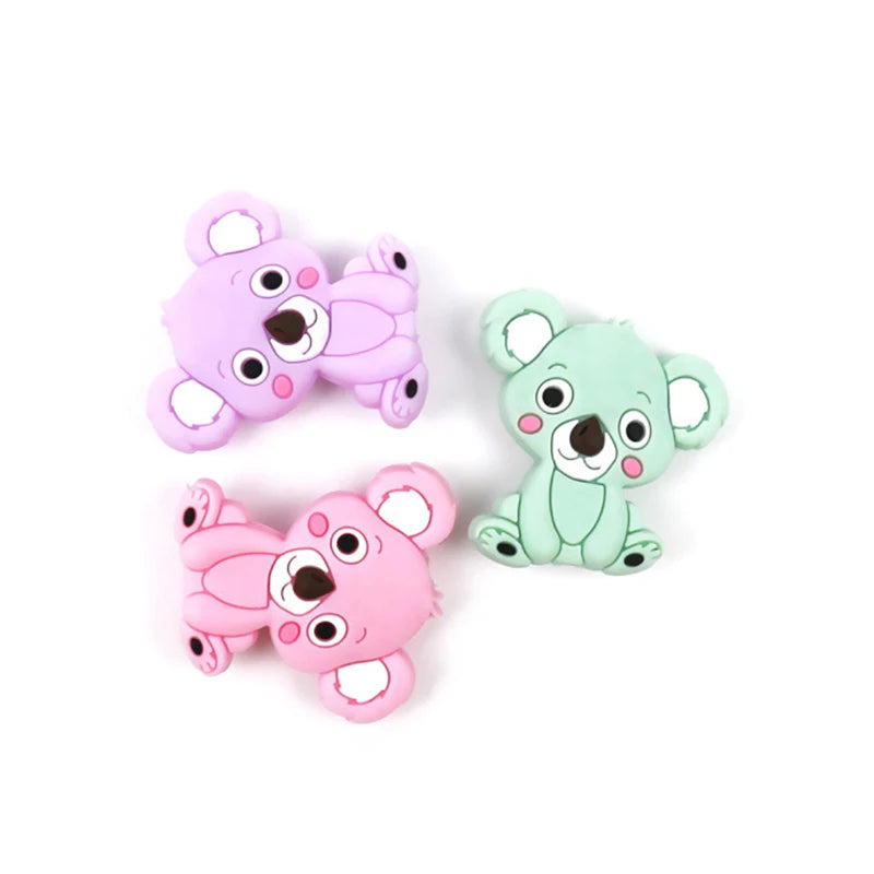 Koala Silicone Teether Baby Teething Toy BPA FREE Soft Chewable Animal Teether Making Necklace Pacifier Clip Chain