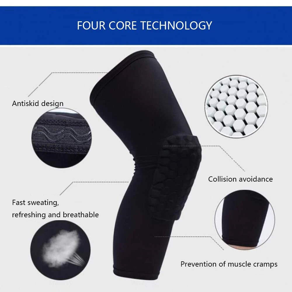 Kids/Youth Sports Honeycomb Compression Knee Pads Guards Protective Gear for Basketball, Football, Volleyball, Cycling