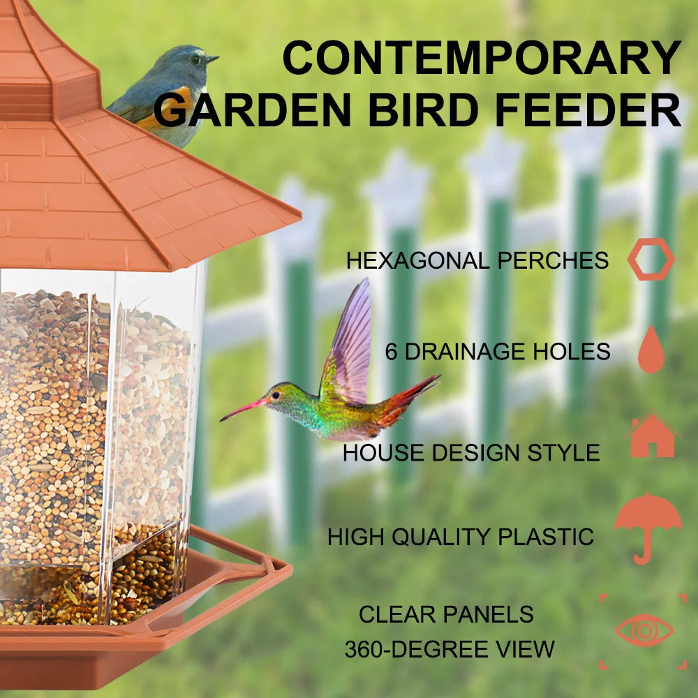 Bird Feeder Automatic Food Feeding Tool Hanging Gazebo Outdoor Birds Feeder Multiple Hole Nut Feeding House Bird Food Container