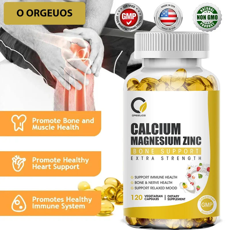 Calcium Magnesium Zinc Vitamin D3 for Bone, Muscle, Nervous System Support Cell Growth Immunite Health Nutrition Supplement