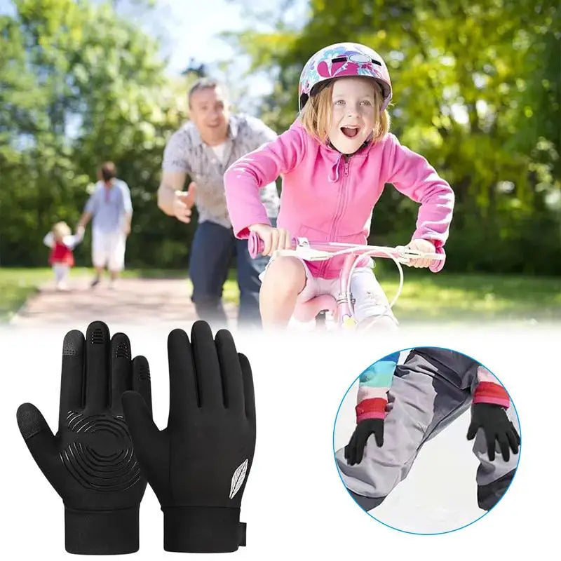 Non-Slip Kids Cycling Gloves Bicycle Full Finger Touch Screen Glove Fit Boy Girl And Youth Outdoor Activity