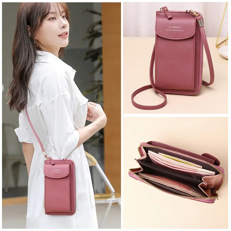 Fashion Phone Pocket Shoulder Bag For Women Pu Leather Clip Design Female Small Crossbody Bags Ladies Messenger Purse Handbag