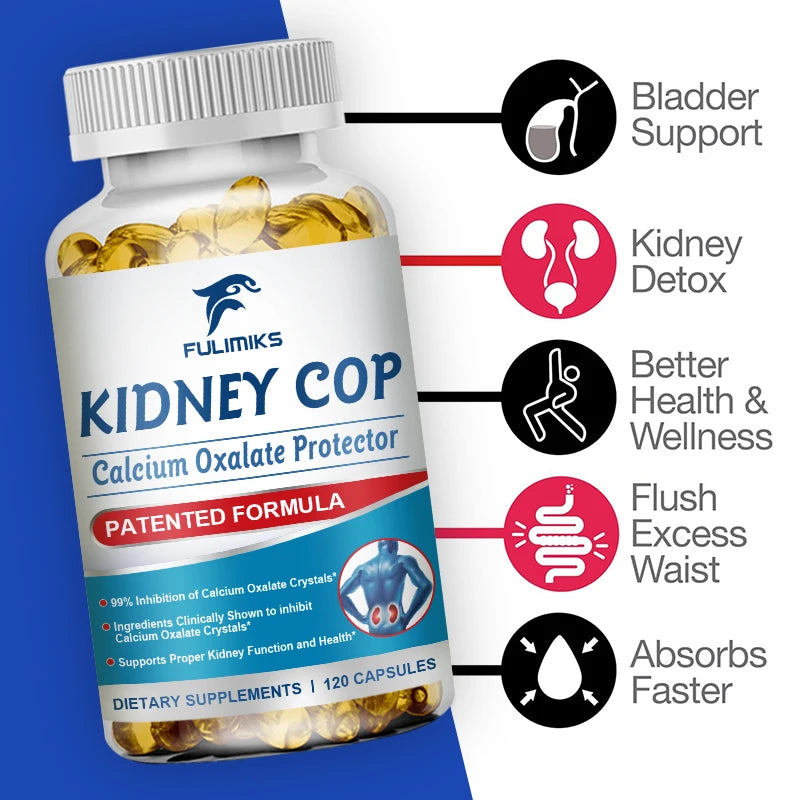 Kidney COP Calcium Oxalate Protector 120 Capsules, Kidney Support for Calcium Oxalate Crystals, Stops Recurrence of Stones