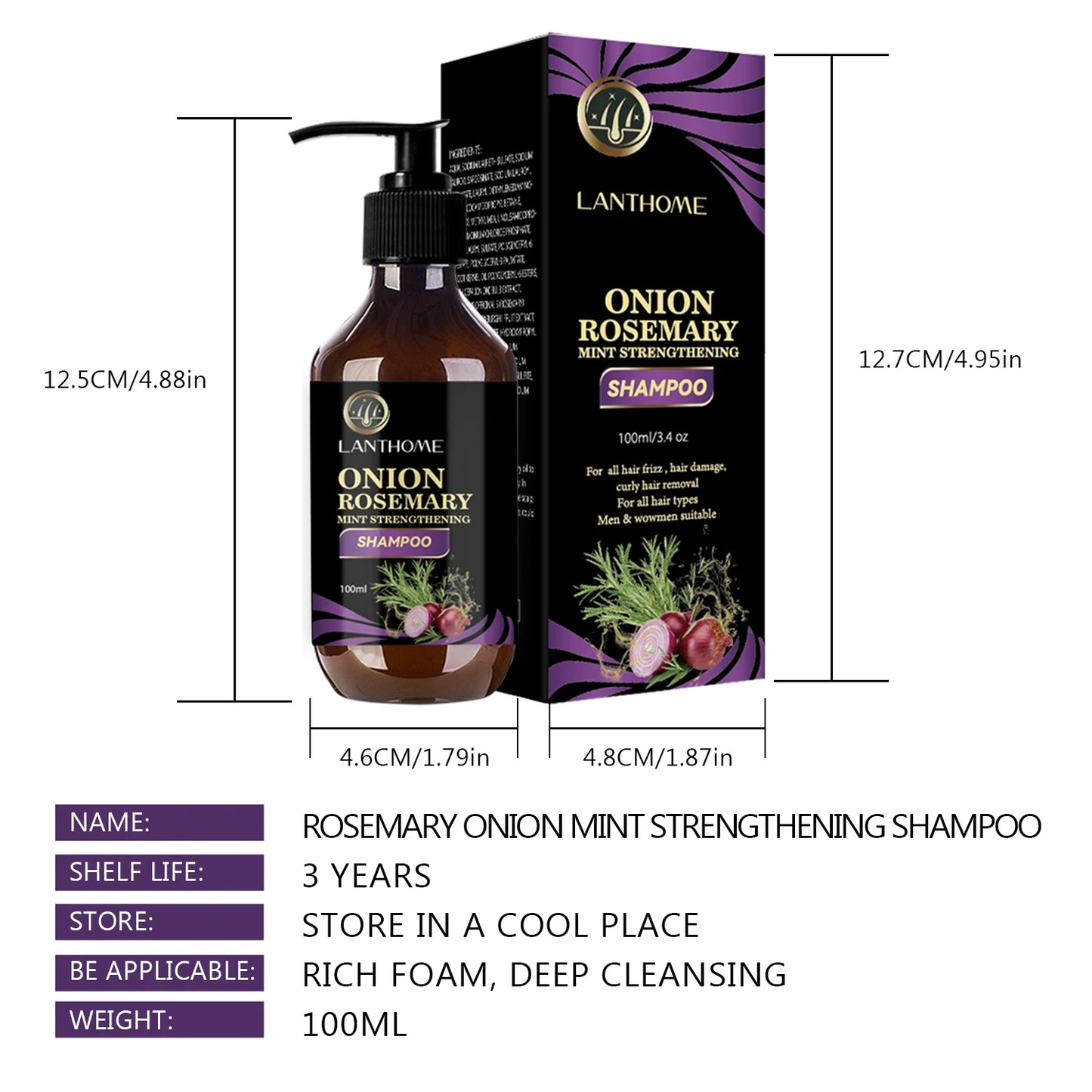 Rosemary Fast Hair Growth Shampoo Anti Hair Loss Products Repair Scalp Follicles Onion Hair Regrowth Shampoo For Women For Men